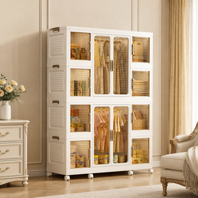 Organisateur de rangement portatif pour garde-robe pour vêtements avec 12 portes magnétiques et 12 cubes, idéal pour le rangement de vêtements pour enfants et divers articles