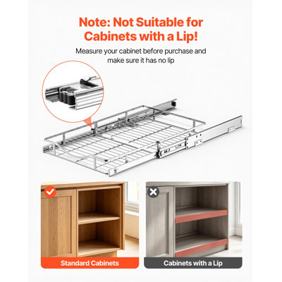 Pull Out Cabinet Organizer 14.06"W x 20.94"D Steel Slide Out Drawers, Chrome-Plated Finish, Heavy-Duty Storage Sliding Shelves for Base Cabinets, Designed for Kitchen Bathroom Pantry Home Organization