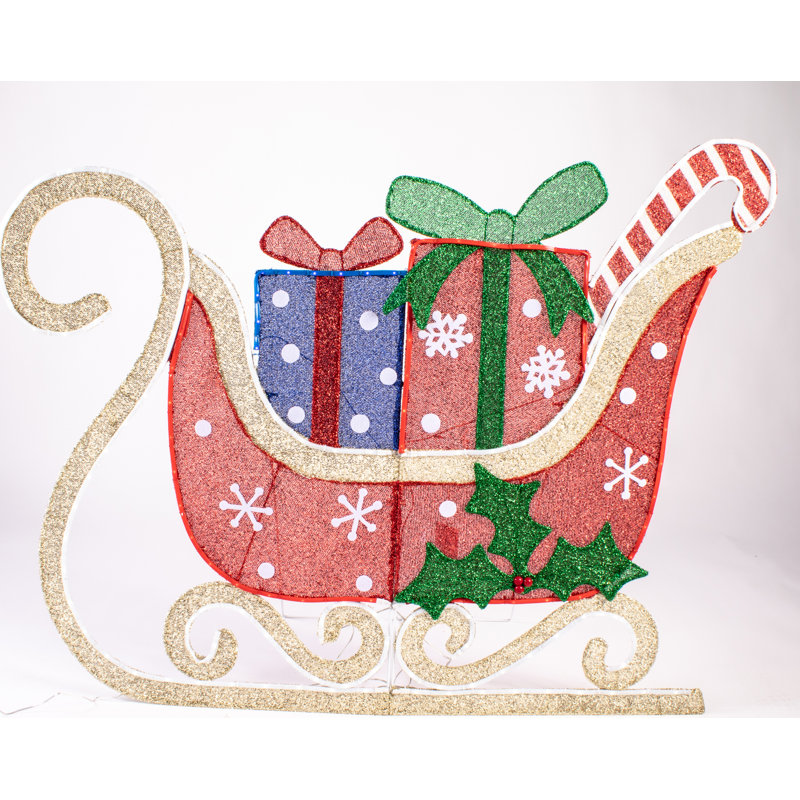 2D Sleigh with Presents Lighted Display