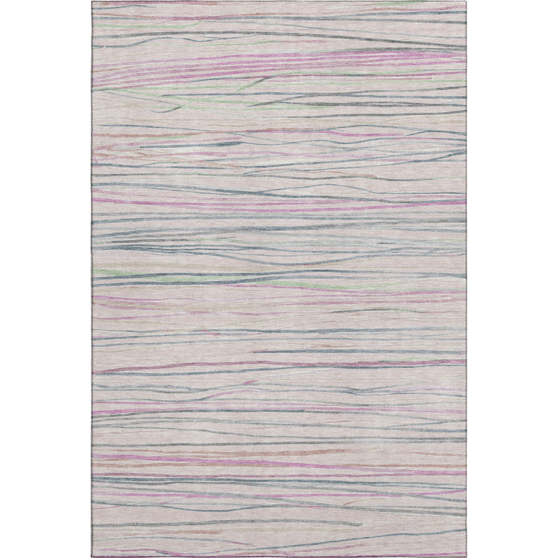 Premium Machine Washable Harjo AMF1603 Stripes Rug, Rectangle 8' x 10'