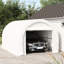 Abri d'auto robuste 10 'x 16' - Housse pour entrée polyvalente avec fermeture à glissière, structure en acier robuste, chariot de rangement pour outils de jardin blanc, outils de rangement