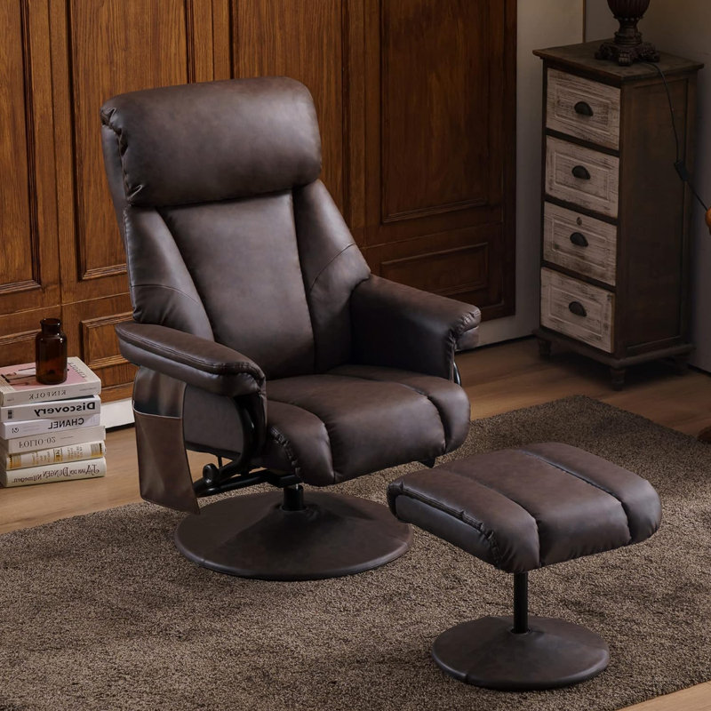 Fauteuil inclinable avec repose-pieds, fauteuil inclinable et massage Dereion, Similicuir brun