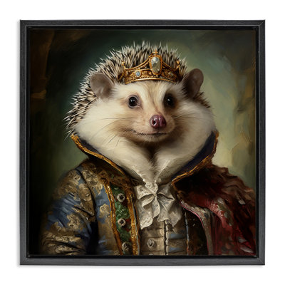 «Hedgehog Regal Transformation», art mural encadré noir sur toile flottante par Lazar Studio