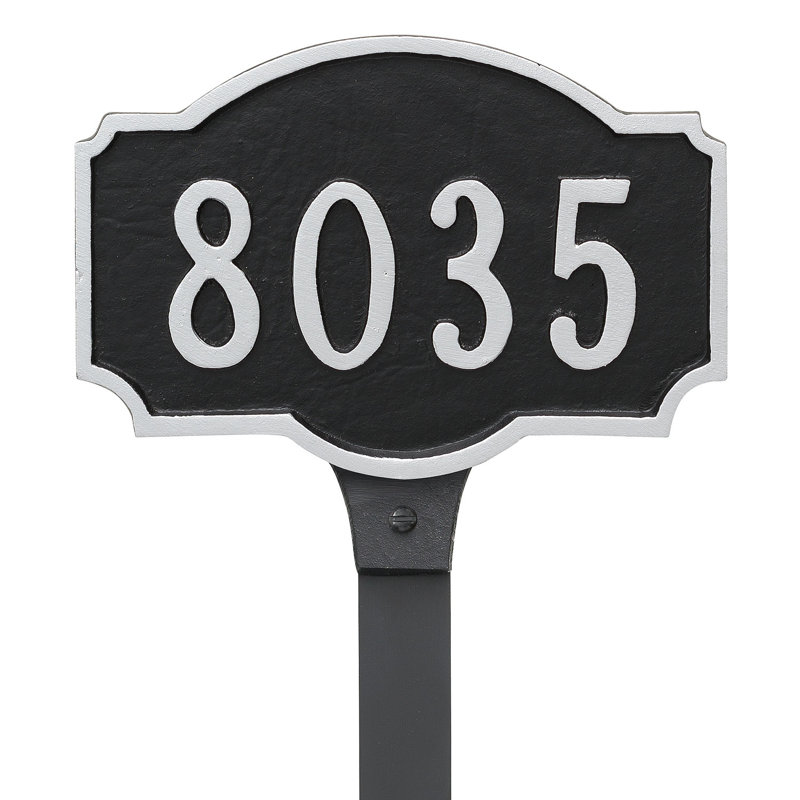Plaque d'adresse avec piquet Montague Petite Montague, Oui, Noir / argent