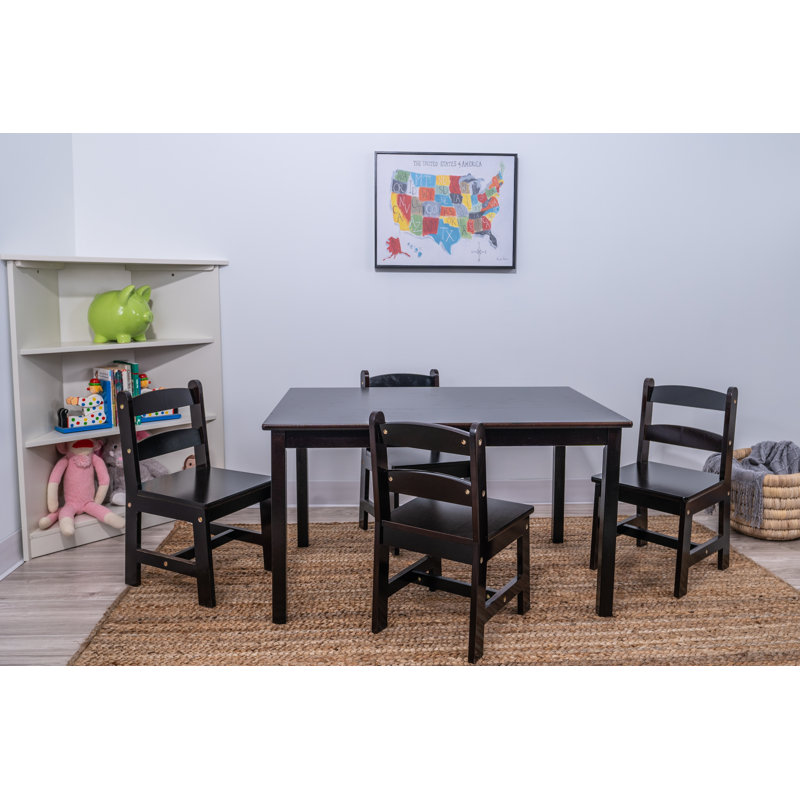 Ensemble de table et chaises pour enfants 5 pièces Briyon, Espresso