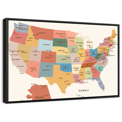 United States Political Map Canvas Print