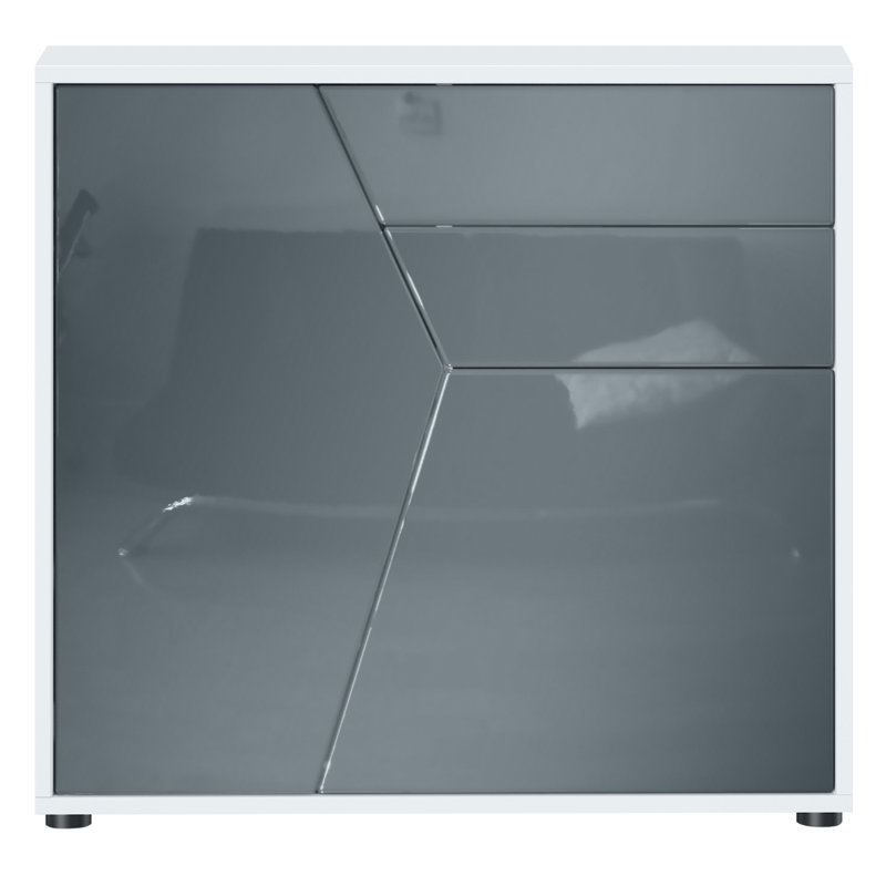 Amerissa 2 Drawer 79Cm W Combi Chest, Matt White/High-Gloss Grey