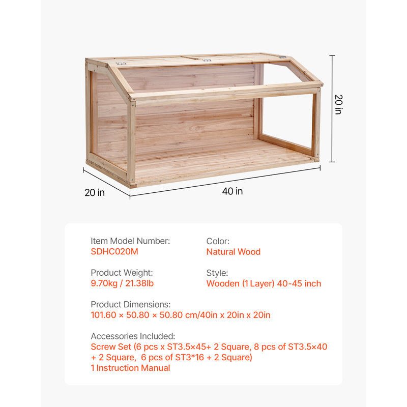 Cage de hamster en bois, H 20 po x l 40 po x P 20 po