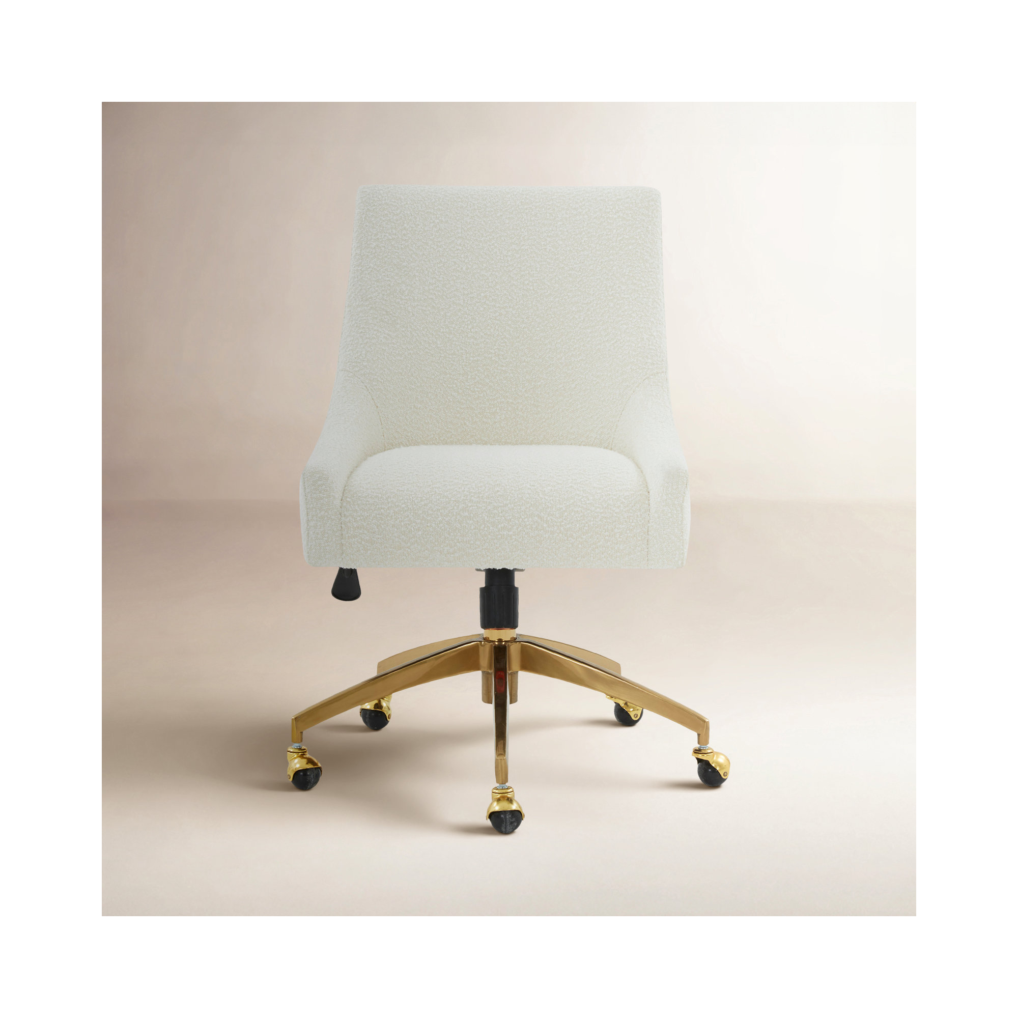 Orna Swivel Office Chair, Ivory/Gold Boucle, Gold