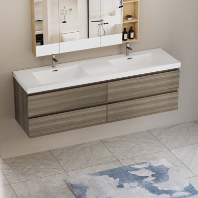 72"" Floating Bathroom Vanity With Sink -  Latitude RunÂ®, B85B065F33614184893DB215BFCF27CB