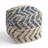 Wool and Cotton Pouf Ottoman - Natural/Blue
