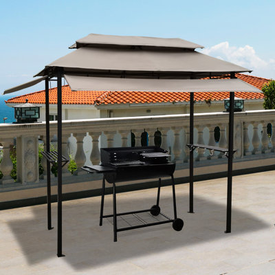 Gazebo métallique de 2,4 x 1,2 m avec toile et base en acier - Résistant au vent et à l'eau, idéal pour les loisirs de plein air.