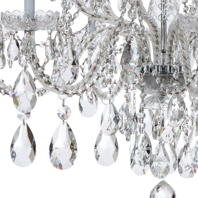 Wehr 12 - Light Candle Style Classic / Traditional Chandelier with Crystal Accents, Swarovski Strass, Chrome
