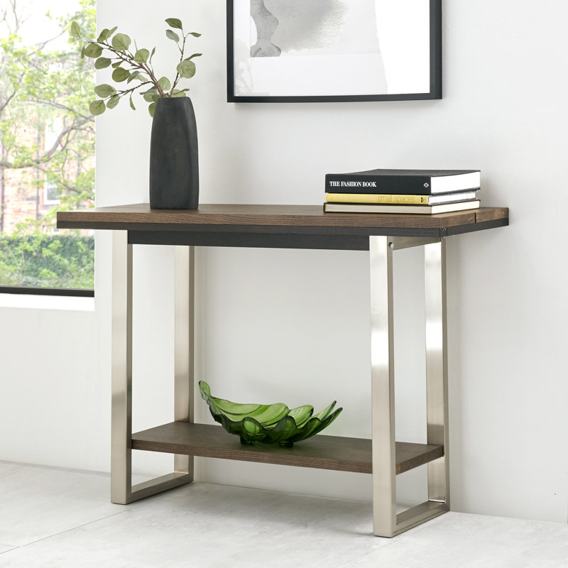 Bettye 112cm Console Table, Dark Wood, Silver