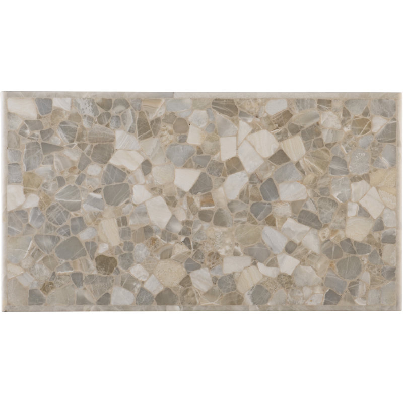Rectangular Silver and White Wood Coffee Table with Onyx Top