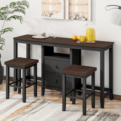 Rittney 2 - Person Solid Wood Top Double Pedestal Dining Set