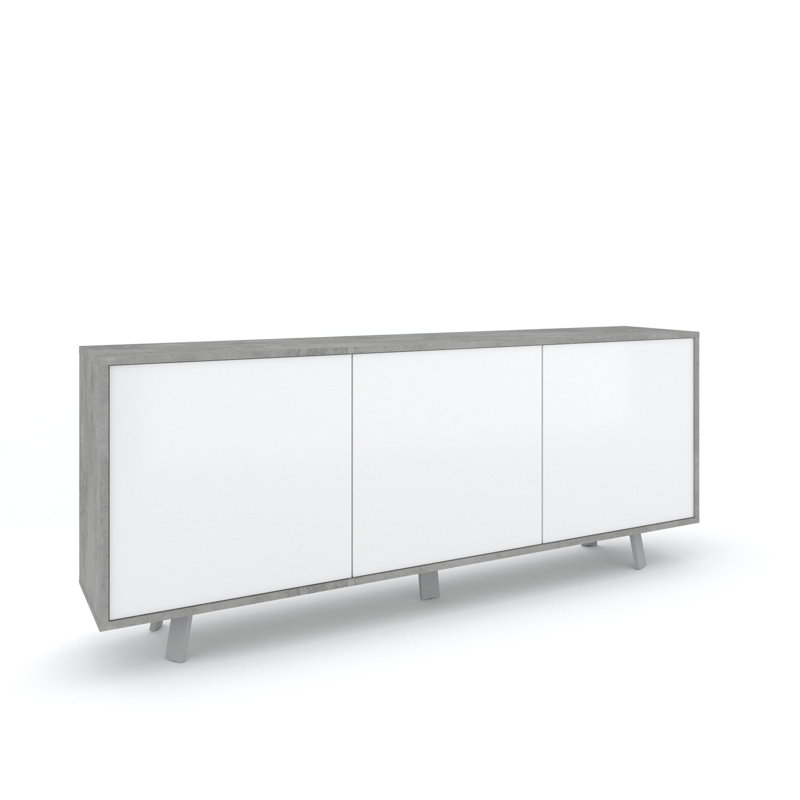 Dairis 177cm Sideboard, Cement/Gloss White