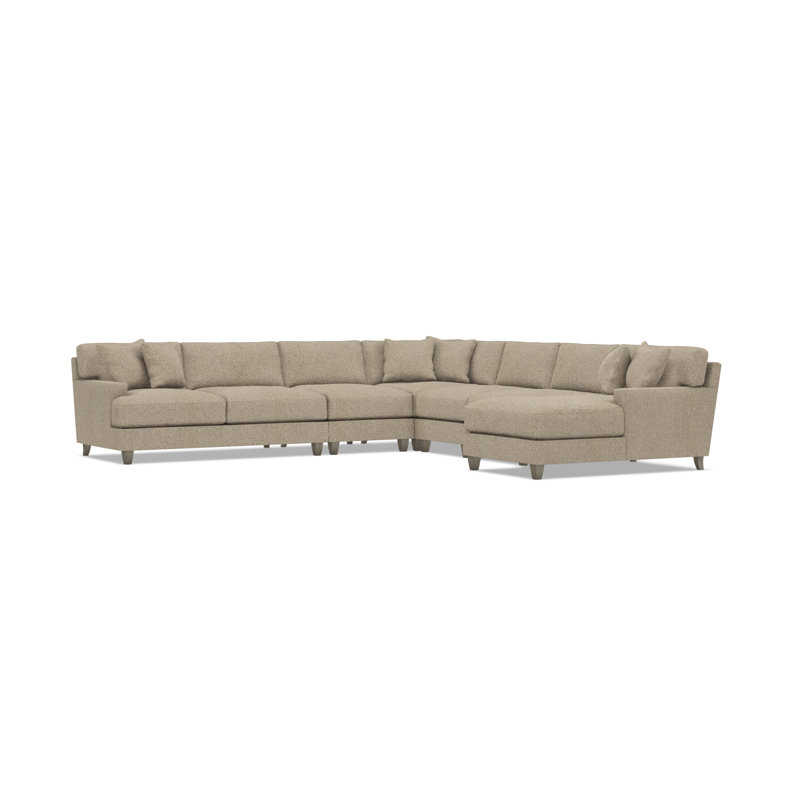 Bernhardt Mila 6-Piece Fabric Sectional, Light Brown Polyester, Right Hand Facing, 33.5" H x 137" W x 137" D