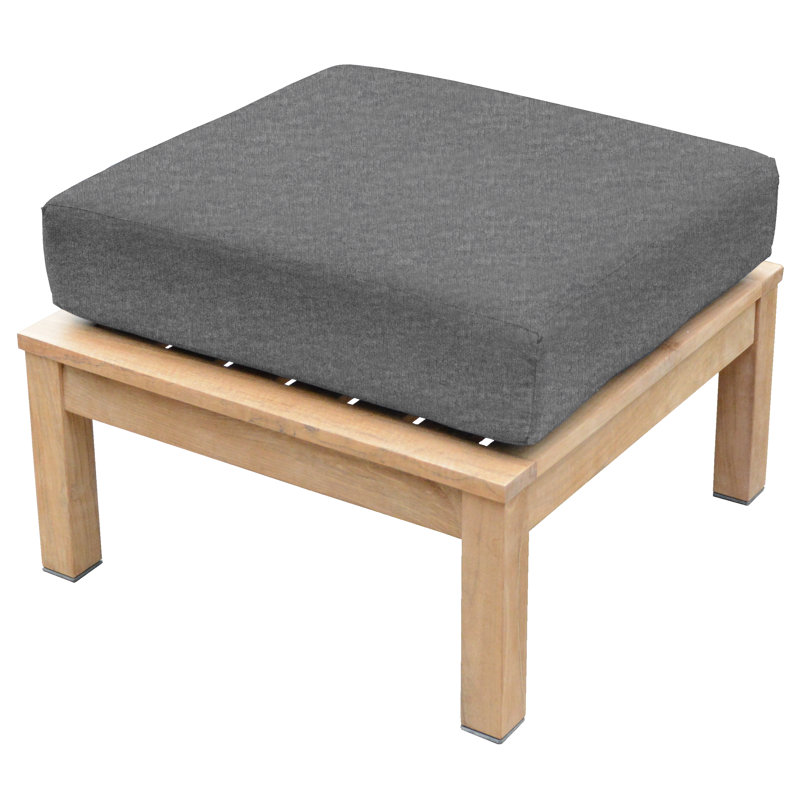 St. Lucia Teak Outdoor Ottoman, Cast Charcoal