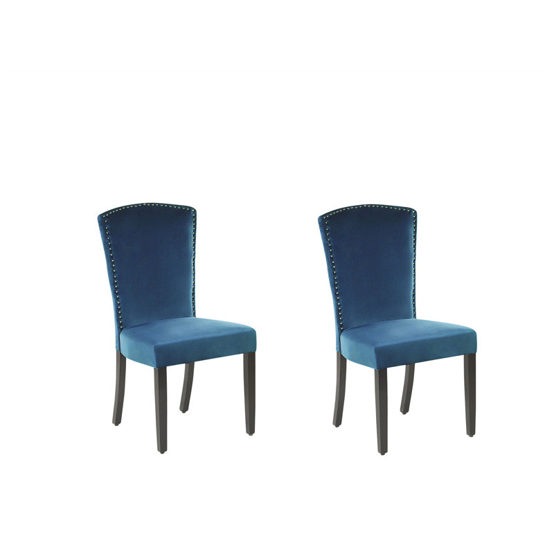Thomason 49cm H Velvet Upholstered Side Chair, Blue