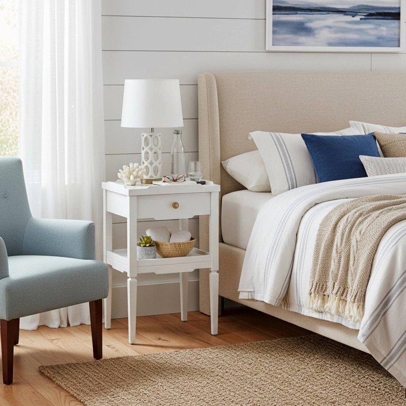 Table de chevet moderne et minimaliste, Blanc