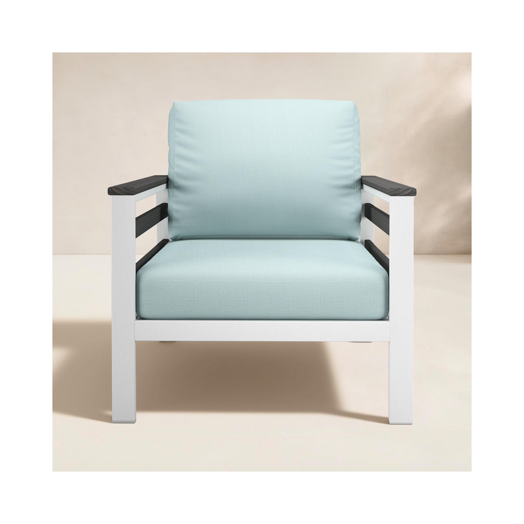 Townsend Metal Outdoor Lounge Club Chair With Sunbrella Cushion, Bliss Dew