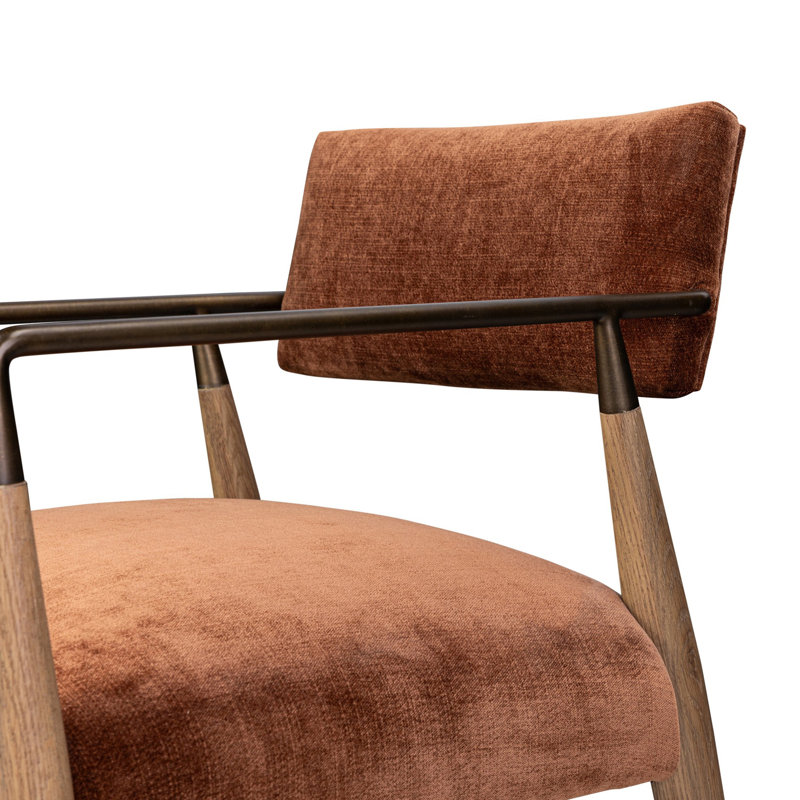 Tabouret Venne, Tabouret de bar (siège d'une hauteur de 31,97 po), Sienne Altair / polyester, Chêne flotté / laiton brossé