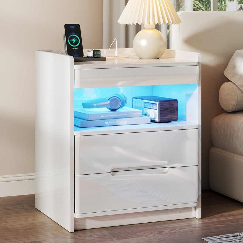 51 cm W Bedside Table, White