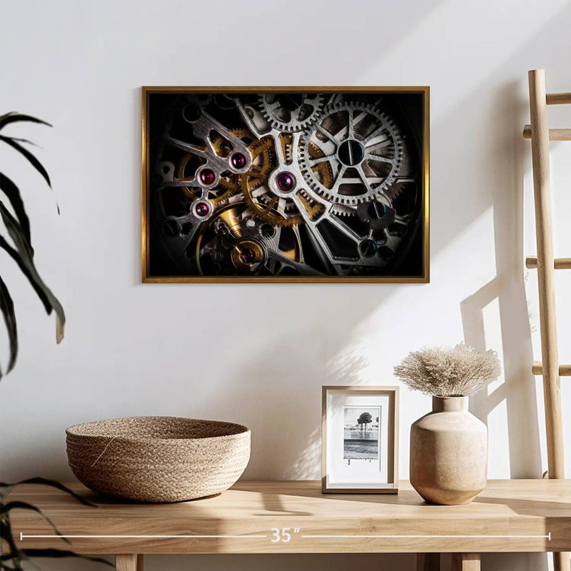 Mécanisme de montre, Cadre flottant doré, 19 po x 13 po