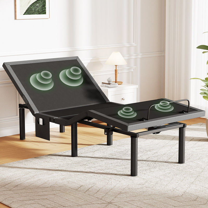 Taha  Adjustable Bed Base with Massage-APP Connects Adjustable Bed Frame with 4 Height Options, Wireless Control Adjustable Bed with Under-Bed Nightlight
