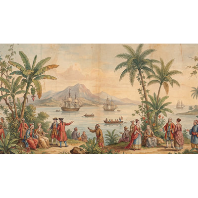 Chinoiserie Vintage Wallpaper Coastal Tropical Wall Decor