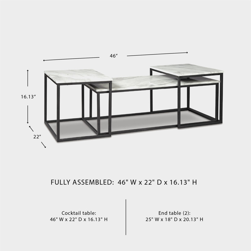 Ensemble de tables basses 3 pièces Antima