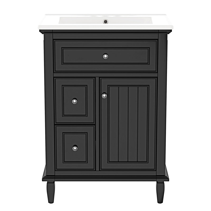 Meuble-lavabo de salle de bain avec lavabo, Noir