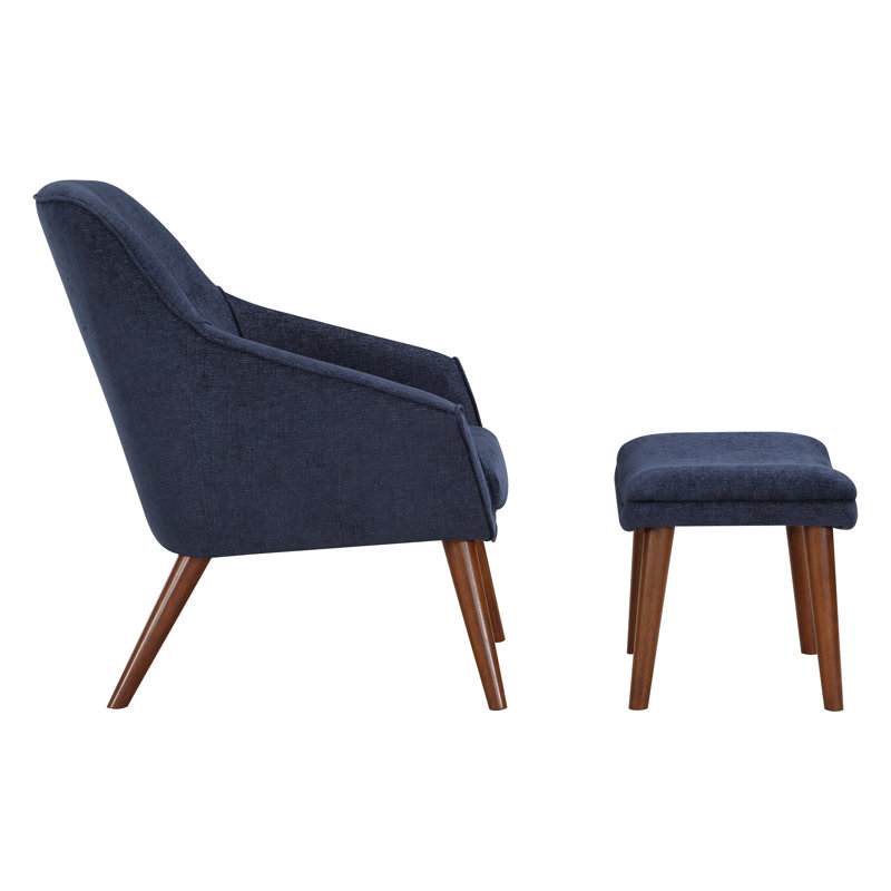 Chaise et repose-pieds Khristen, Mélange de polyester bleu minuit