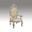 Chaise avec accoudoirs (lot de 2), cuir synthétique et finition or antique