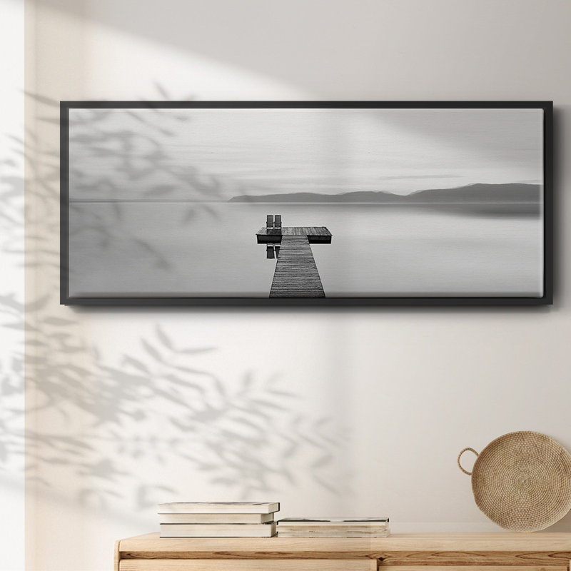 Panneau d'eau noir et blanc - toile encadrée, H 8 po x l 20 po