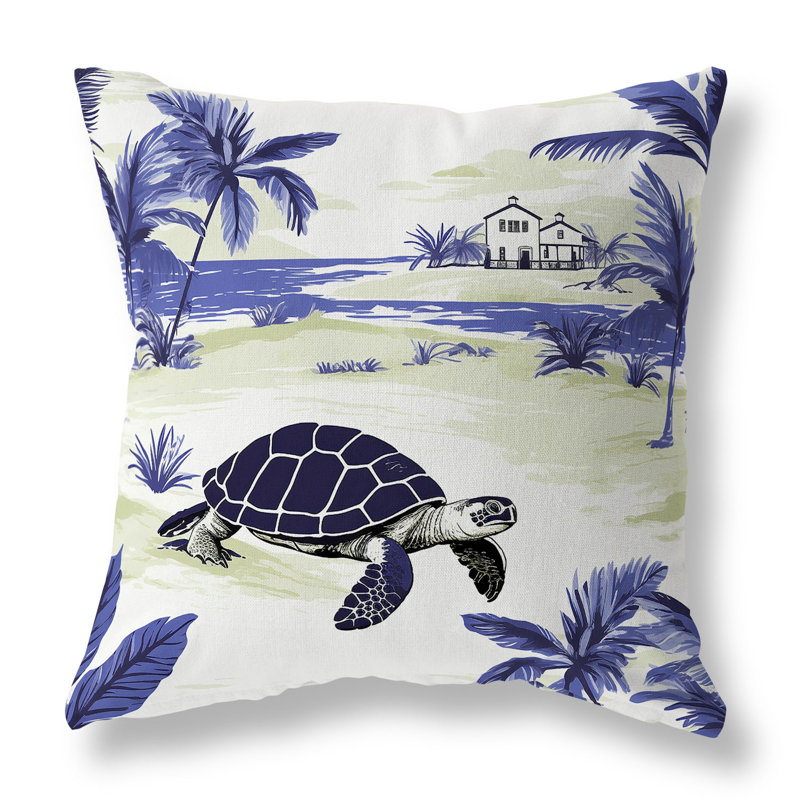 Indoor / Outdoor Square Cushion, Dark Blue/Green, 41cm H x 41cm W