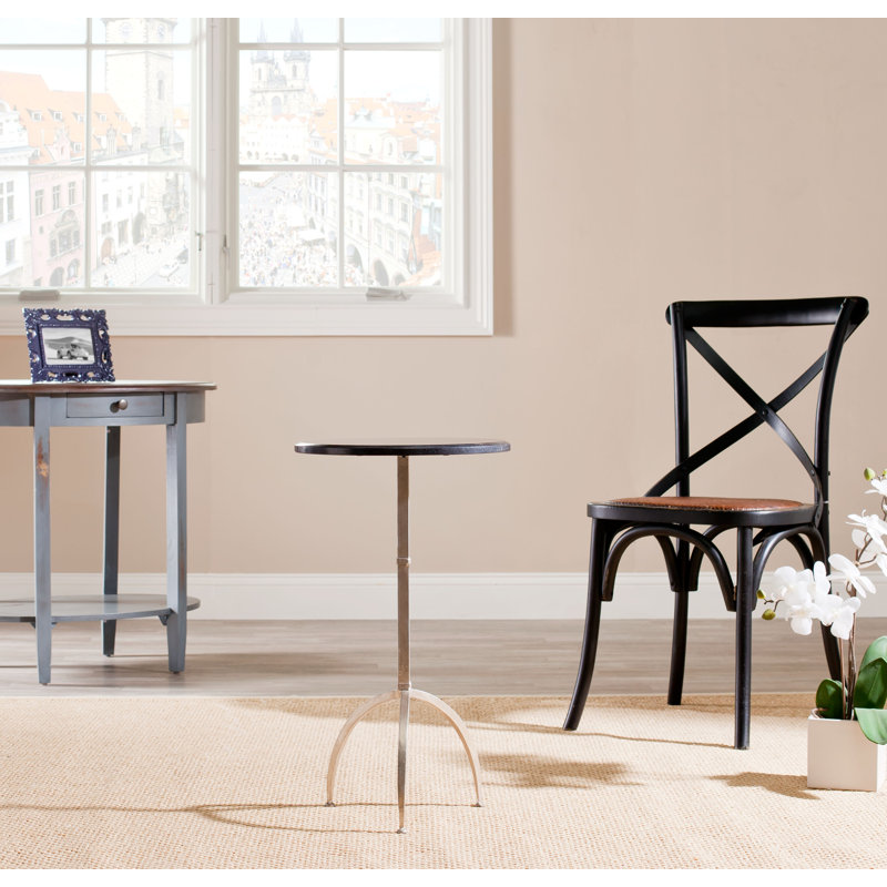 Tamara Marble Top End Table, Black/ Silver