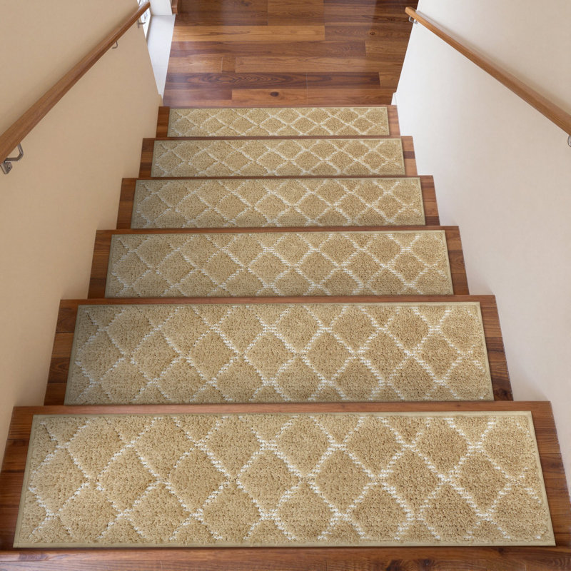 Tapis d'escalier moderne antidérapant (ensemble de 15), Brun