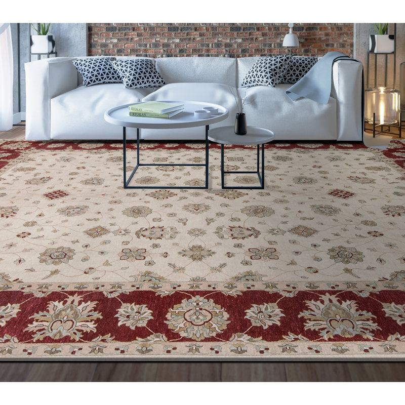 Cornwall Wool Oriental Area Rug in Beige/Red