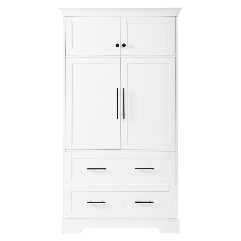 Garde-manger autoportant de 40 po x 18 po x 72,6 po Farmhouse, armoire de rangement de salle à manger 4 portes avec plateaux coulissants, tiroirs et rangement pour moules à gâteaux
