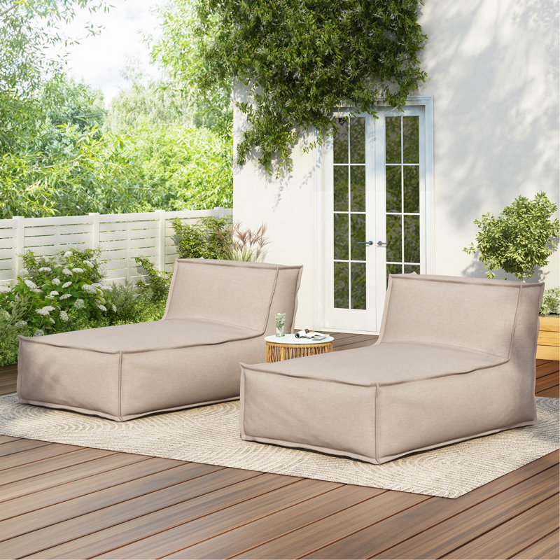 Outdoor Bean Bag Lounge Chair Set of 2, Weather Resistant Patio Lounge Seating with Soft Foam Fill, Eco-Friendly & Low Maintenance Outdoor Seating