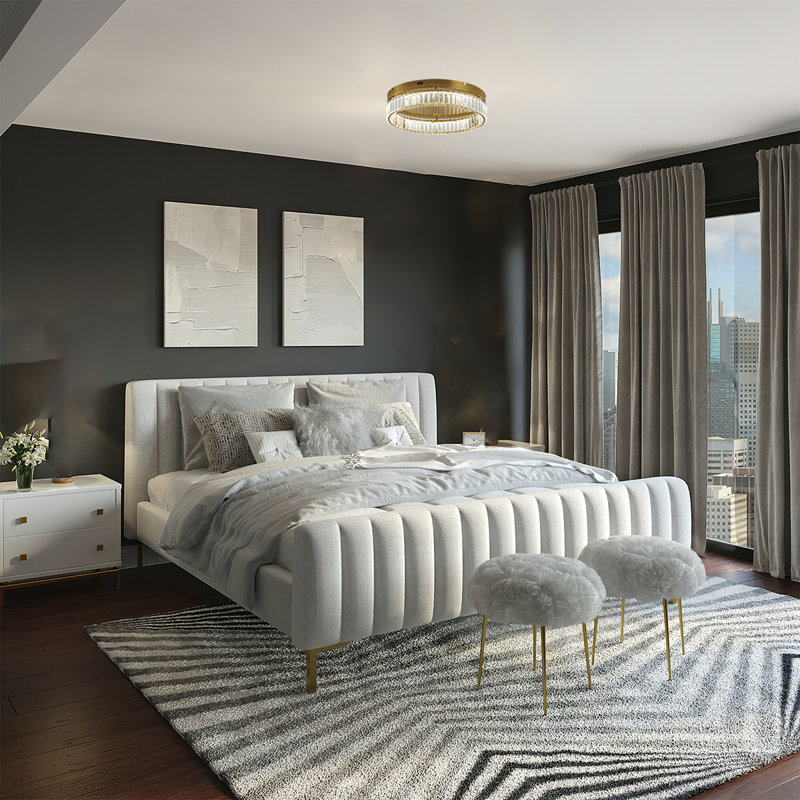 Modern LED Round Crystal Flush Mount , 4.37" H x 20" W x 20" D, Brass