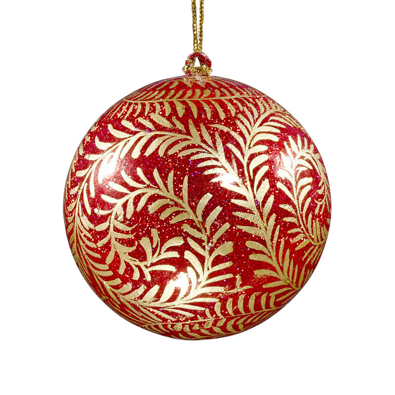7.62cm Handmade Paper Plants & Flowers Bauble, Red