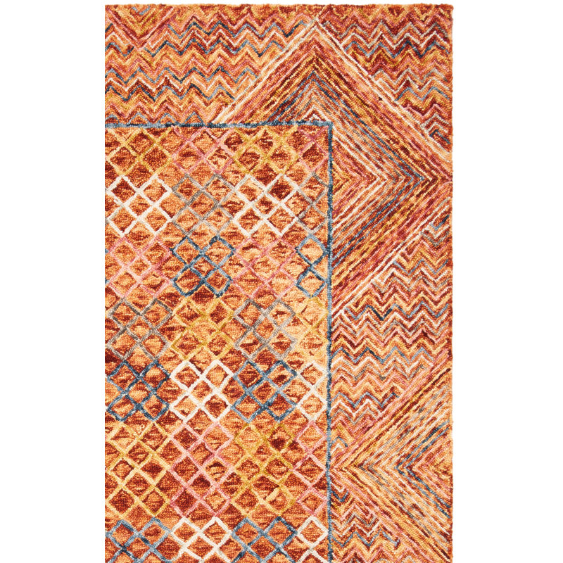 Tapis doré / rose en laine touffeté à la main Deyoung, Rectangle 8 pi x 10 pi