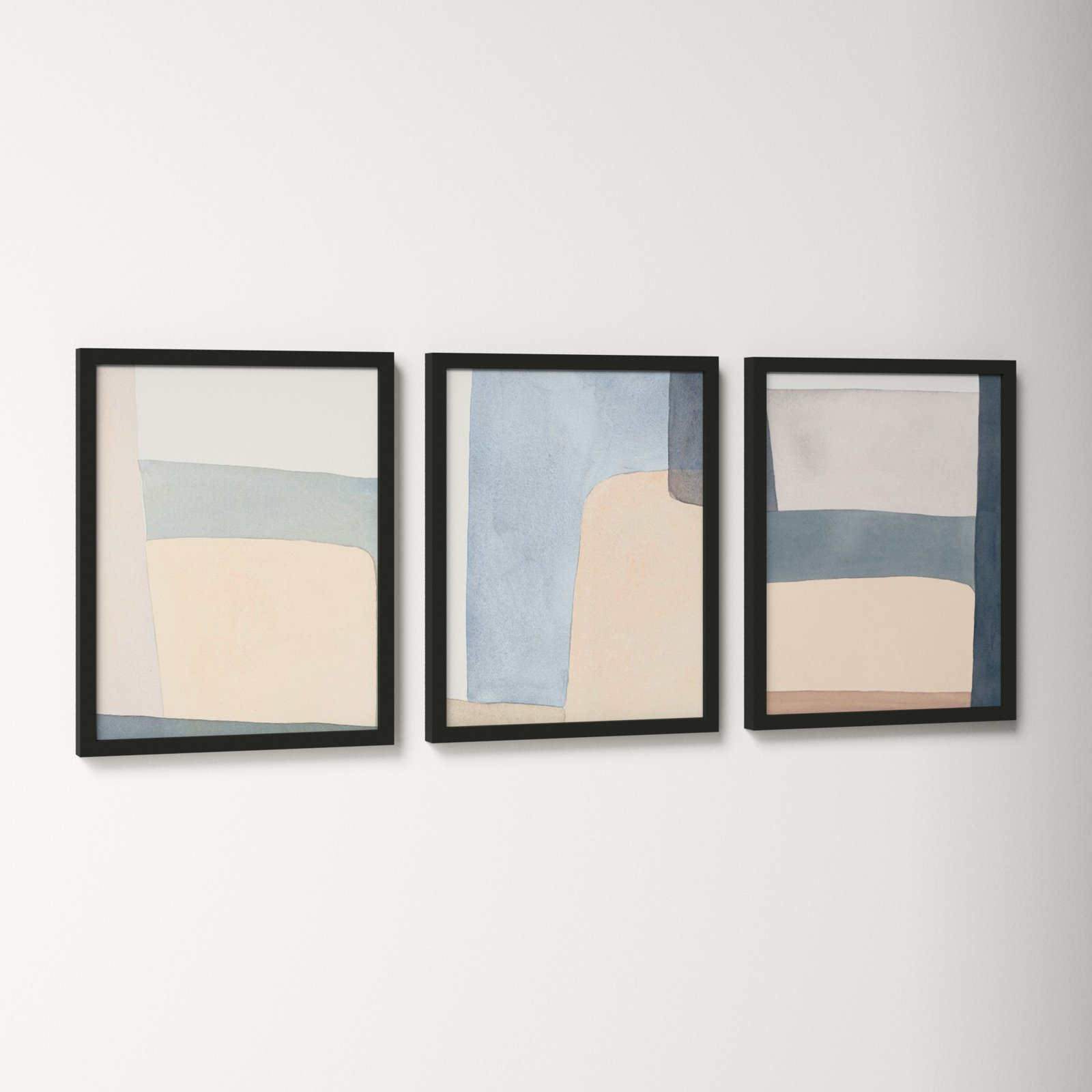 Grey Hue Set Of 3 by Julia Balfour, Picture Framed Paper, 25" H x 60" W, Black