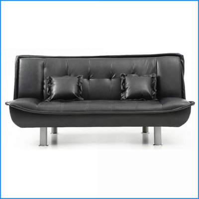 Canapé-lit moderne en similicuir pour le salon et amp; Pour chambre à coucher - Mousse à haute densité à conversion rapide et confort | Noir | Similicuir; polyuréthane | Métal