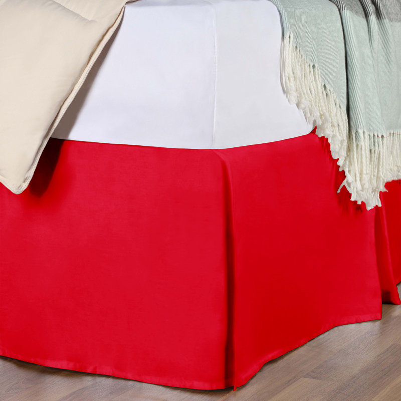Jupe de lit 100% coton 300 fils 300 fils certifiés, Très grand lit, Rouge