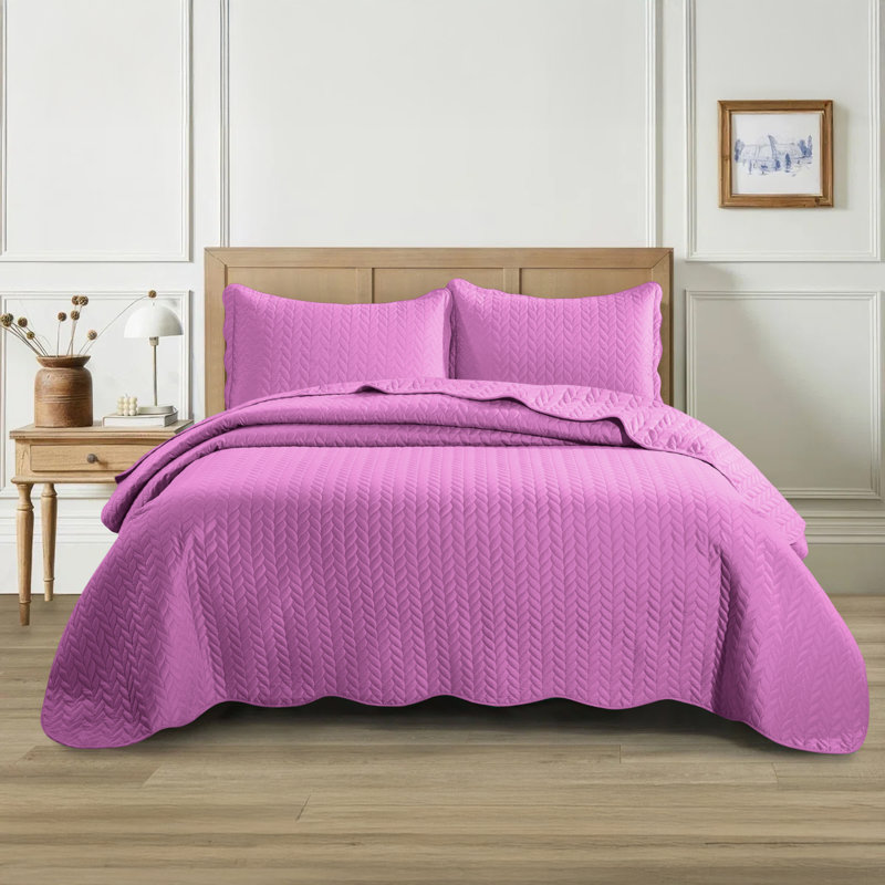 Ensemble de couvre-lit matelassé embossé - Couvre-lit en microfibre ultra doux avec taies décoratives, literie de style hôtel pour tous les lits