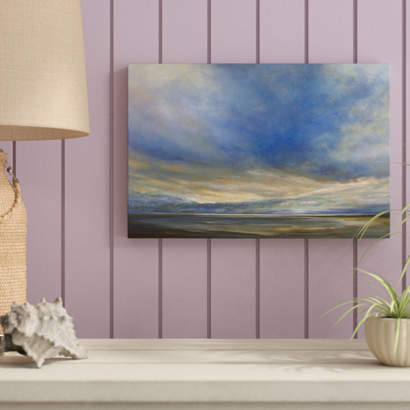 Clouds on the Bay II by Sheila Finch - Painting, 30cm H x 46cm W, Wrapped Canvas